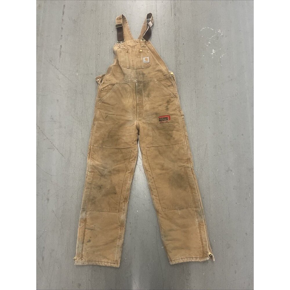 Carhartt Duck Bib Lined Relaxed Fit Overall Men's 34x34 RO3 BRN